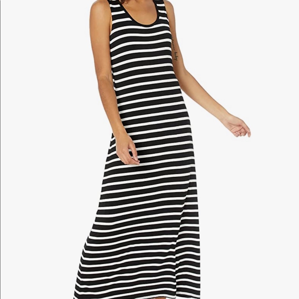 Black and white striped scoopneck Maxi